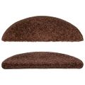 vidaXL Schodové rohože 15 ks 56x17x3 cm hnedé polkruhové