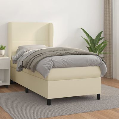 vidaXL Boxspring posteľ s matracom krémová 90x200 cm umelá koža