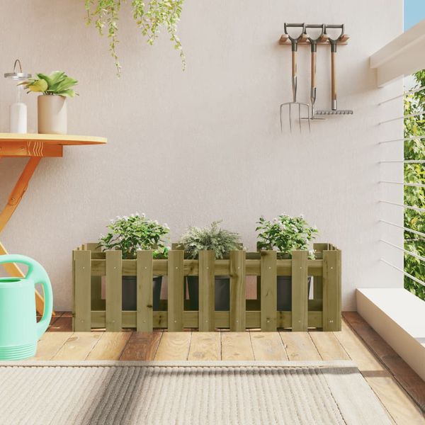 vidaXL Vyvýšený záhon s dizajnom plotu 100x30x30 cm impregn. borovica