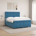 vidaXL Posteľ boxspring s matracom Modrá 200 x 200 cm Zamat