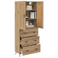 vidaXL Highboard Remeselný dub 69,5 x 34 x 180 cm Kompozitné drevo