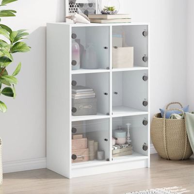 vidaXL Vysoká skrinka s dvierkami biela 68x37x109 cm kompozitné drevo