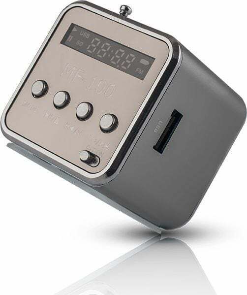 SETTY reproduktor s rádiom MF-100, strieborný (GSM008716)