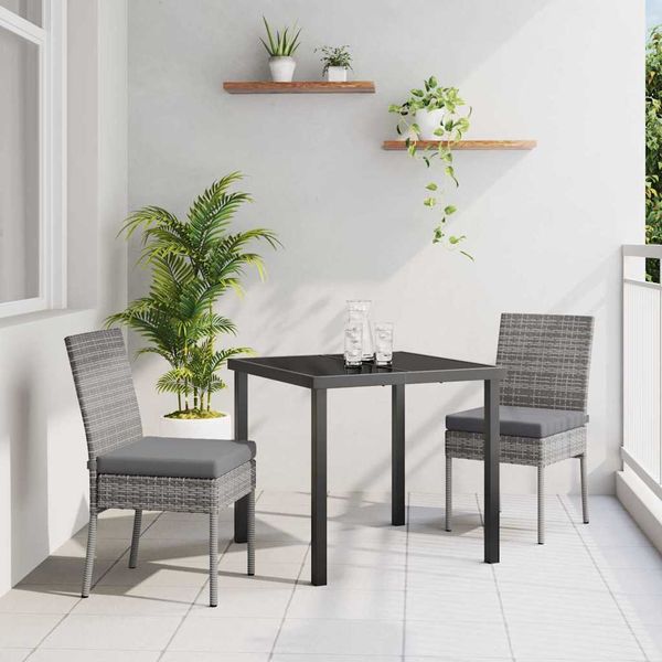 vidaXL Záhradný jedálenský set 3 pcs Sivá