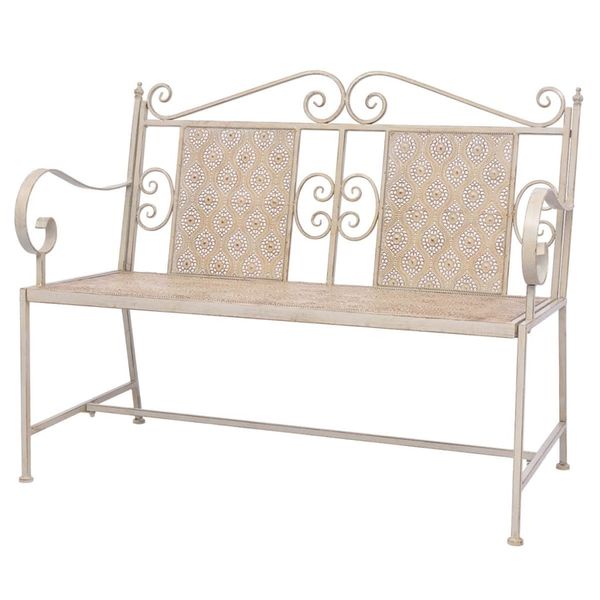 vidaXL Záhradná lavička 115 cm, oceľ, vintage biela