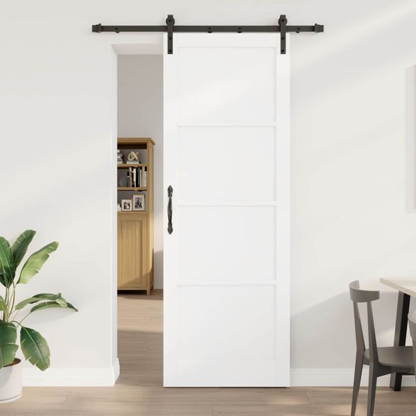 vidaXL Posuvné dvere Biela 83 x 232 cm Borovicový masív