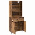 vidaXL Highboard Staré drevo 69,5 x 34 x 180 cm Kompozitné drevo
