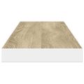vidaXL Plávajúce nástenné police 2 ks dub a biele 120x23,5x3,8 cm MDF