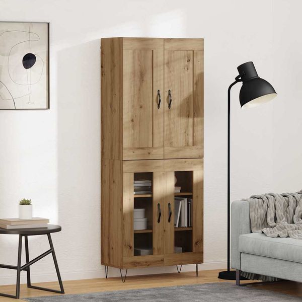 vidaXL Highboard Remeselný dub 69,5 x 34 x 180 cm Kompozitné drevo