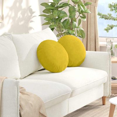 vidaXL Vankúše na sedenie 2 pcs Žltá Ø 40 x 13 cm Zamat