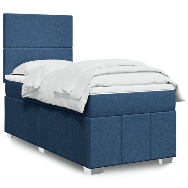 vidaXL Posteľný rám boxspring s matracom modrý 90x200 cm látka