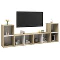 vidaXL TV skrinky 4 ks, biela+sonoma 72x35x36,5 cm, kompozitné drevo