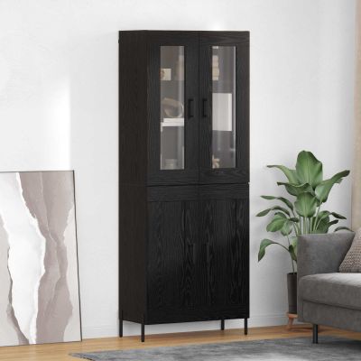 vidaXL Highboard Čierny dub 69,5 x 34 x 180 cm Kompozitné drevo