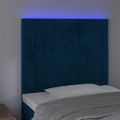 vidaXL Čelo postele s LED tmavomodré 100x5x118/128 cm zamat