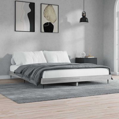 vidaXL Posteľný rám sivý dub sonoma 120x200 cm kompozitné drevo
