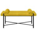 vidaXL Lavica s gombíkmi a vankúšmi Žltá 110 x 40 x 46 cm Zamat