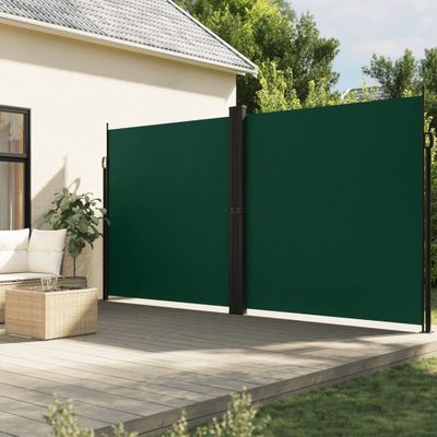 vidaXL Zaťahovacia bočná markíza, tmavozelená 200x1000 cm