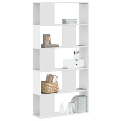 vidaXL Knižnica 5 políc biela 80,5x23,5x162,5 cm kompozitné drevo