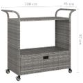 vidaXL Barový vozík so zásuvkou sivý 100x45x97 cm polyratan
