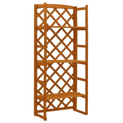 vidaXL Podstavec na kvetináč s mriežkou oranžový 60x30x140 cm jedľový masív