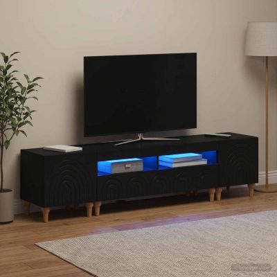 vidaXL 3-dielny LED TV stolík Čierna Kompozitné drevo