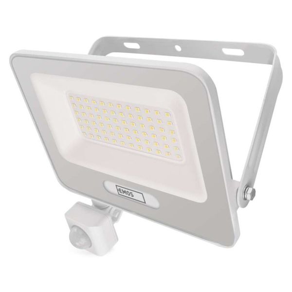 LED reflektor GLARO s pohybovým čidlom, 50 W, biely, IP54, 5000 lm, neutrálna biela
