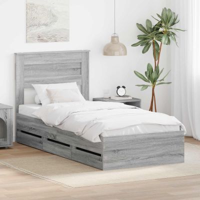 vidaXL Rám postele Sivý Sonoma 90 x 190 cm Inžinierske drevo