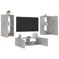 vidaXL 3-dielne TV nástenné skrinky s LED svetlami betónovo sivé