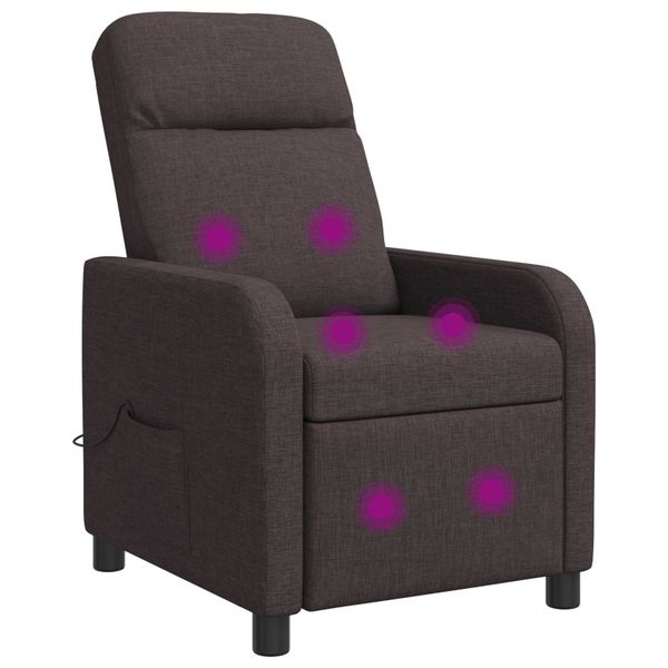 vidaXL Masážne relaxačné kreslo Tmavohnedá Látka
