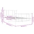 vidaXL Kovový rám postele s čelom a podnožkou biely 90x200 cm