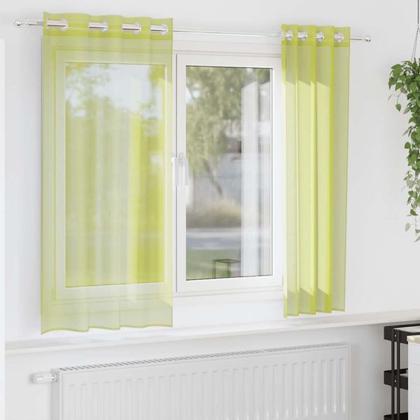 vidaXL Voálové závesy s priechodkami 2 ks Apple Green 140x140 cm