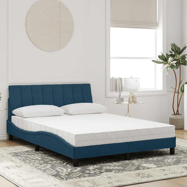 vidaXL Posteľ s matracom Hanko modrý 140x200 cm zamat