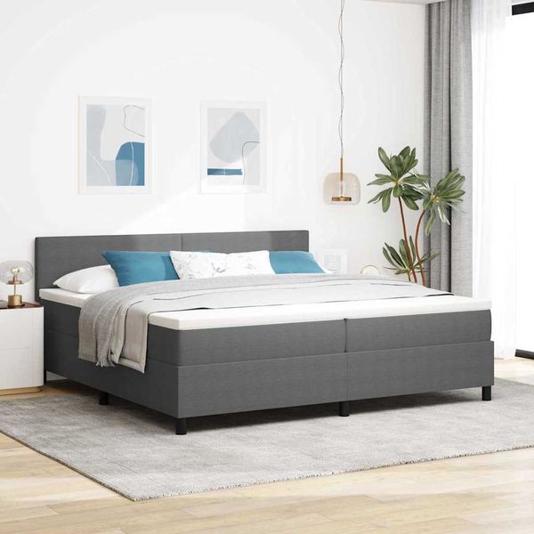 vidaXL Posteľ s pružinovým rámom Svetlo šedá a biela 200 x 200 cm