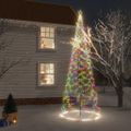 vidaXL Vianočný stromček s kovovým stĺpikom 1400 LED, farebný 5 m