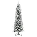 vidaXL Umelý tenký vianočný stromček s vločkovaným snehom 120 cm PVC a PE