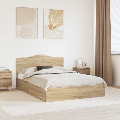 vidaXL Úložná posteľ Sonoma dub 160 x 200 cm Kompozitné drevo