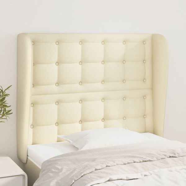 vidaXL Čelo postele so záhybmi krémový 93x23x118/128 cm umelá koža