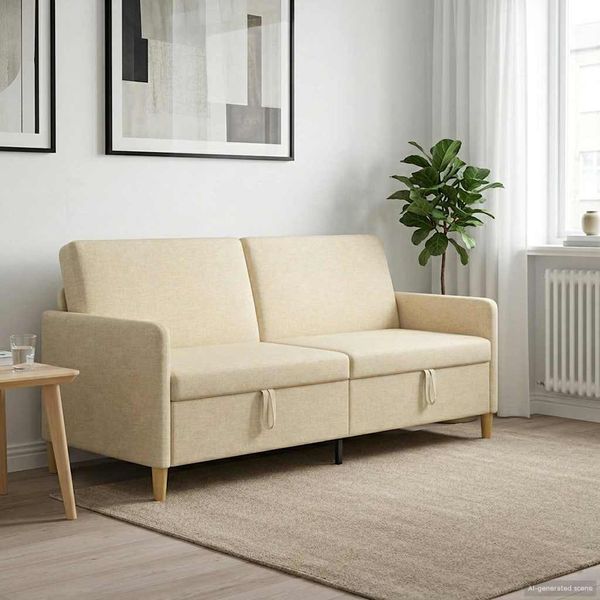 vidaXL Sofa s úložným priestorom Krémová 192 x 78 x 87 cm Polyester