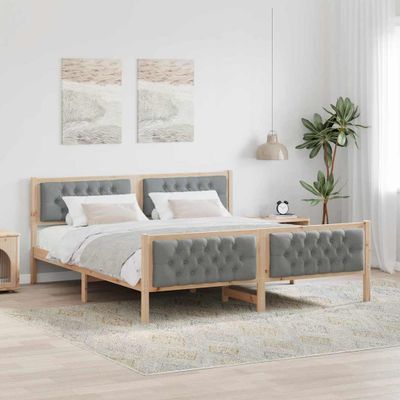 vidaXL Rám postele Svetlosivá 160 x 200 cm Masívne borovicové drevo