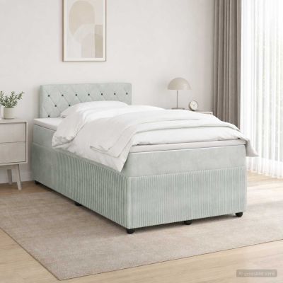 vidaXL Posteľ boxspring s matracom Svetlosivá 120 x 200 cm Zamat