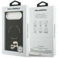 Puzdro Karl Lagerfeld Magsafe PU s hlavičkami Karl & Choupette, logom a kovovými tlačidlami fotoaparátu pre iPhone 17 Air čierne