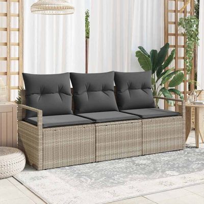 vidaXL Sada pohoviek 3 pcs Svetlosivá polyratan