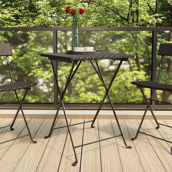 vidaXL Skladací bistro stôl čierny 55x54x71 cm polyratan