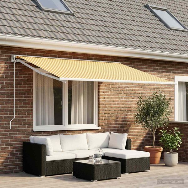 vidaXL Náhradná látka na markízu Žltá a biela 400 × 350 cm Polyester