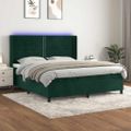 vidaXL Posteľný rám boxsping matrac a LED tmavozelený 160x200 cm zamat