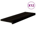 vidaXL Schodiskové stupne 12 ks hnedočierná 80x25x2 cm dubový masív