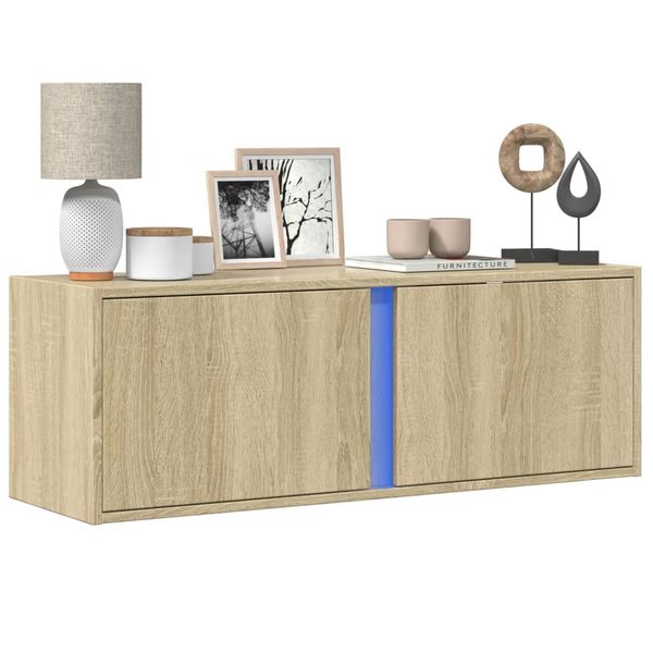 vidaXL TV nástenná skrinka s LED svetlami dub sonoma 100x31x35 cm