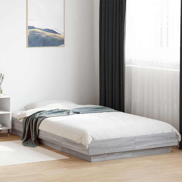 vidaXL Rám postele na podlahe Sivý Sonoma 80 x 210 cm Kompozitné drevo