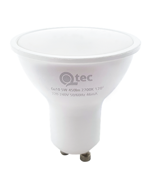 LED žiarovka Qtec 5W GU10 450lm teplá biela