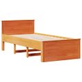 vidaXL Rám postele s matracom a čelom voskovo hnedý 75x190 cm borovica